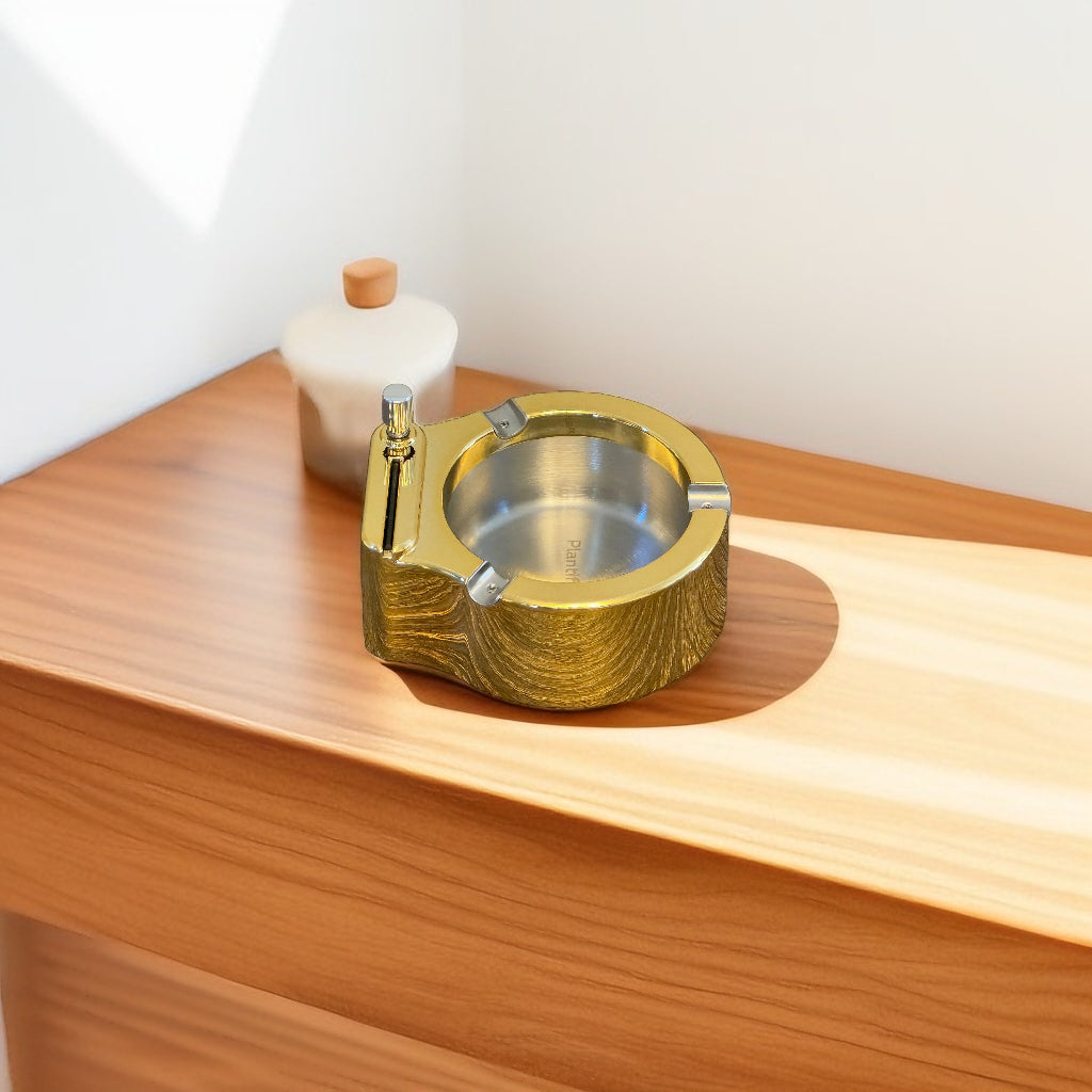 Gold 2-in-1 Ashtray & Lighter