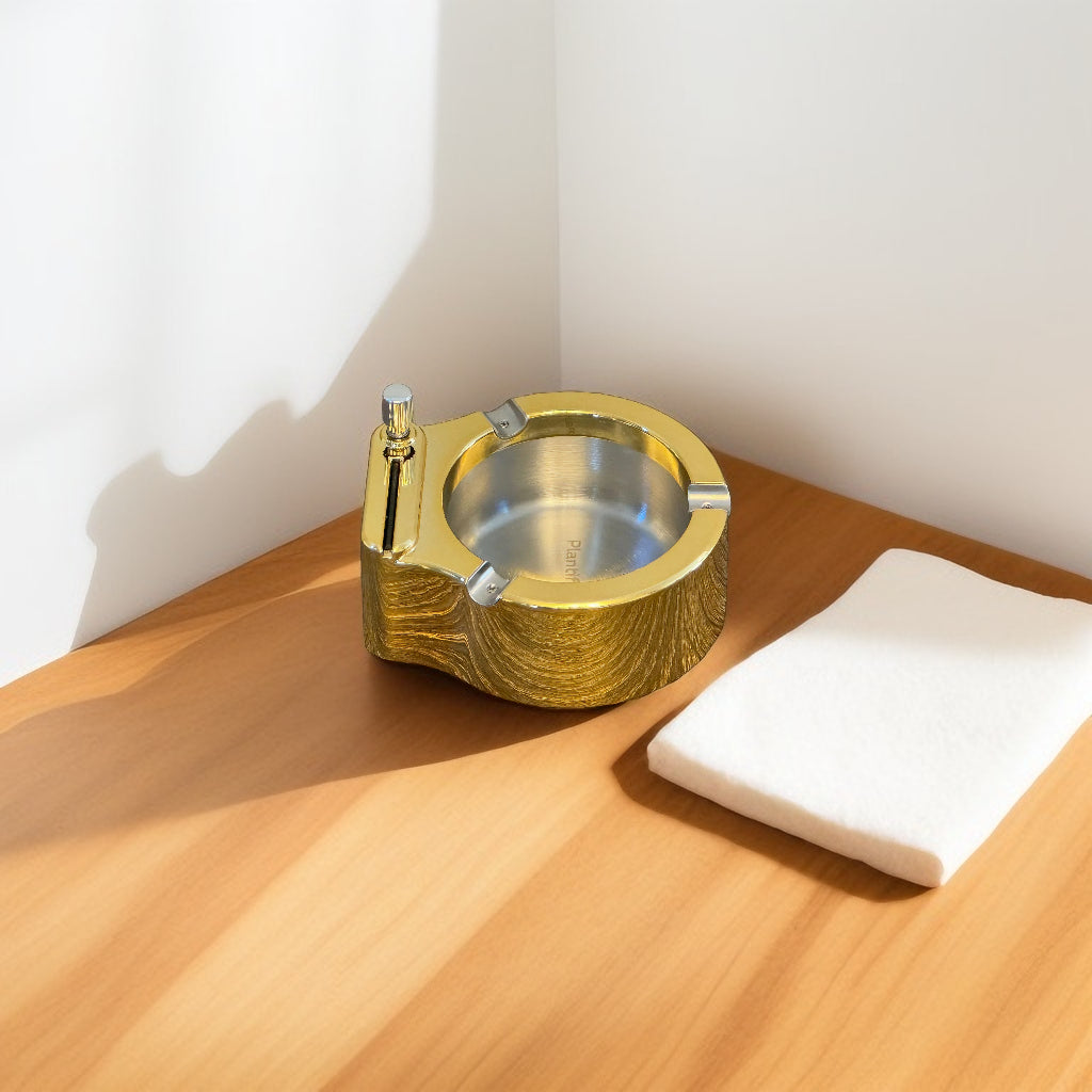 Gold 2-in-1 Ashtray & Lighter