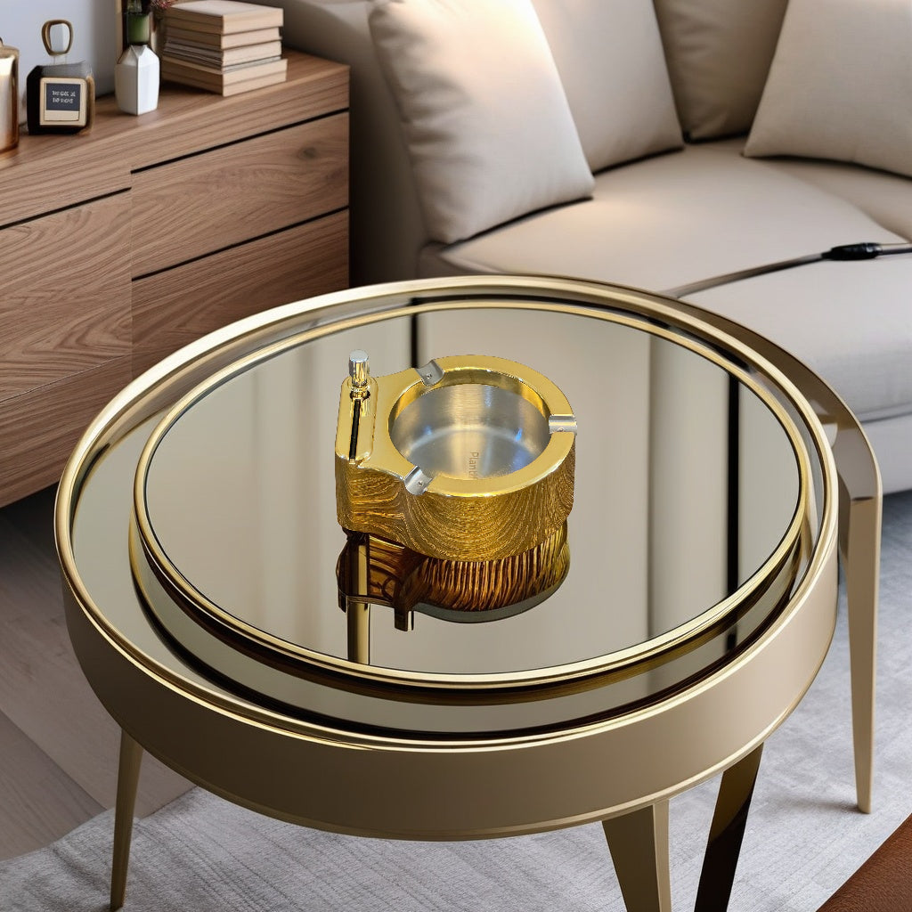 Gold 2-in-1 Ashtray & Lighter