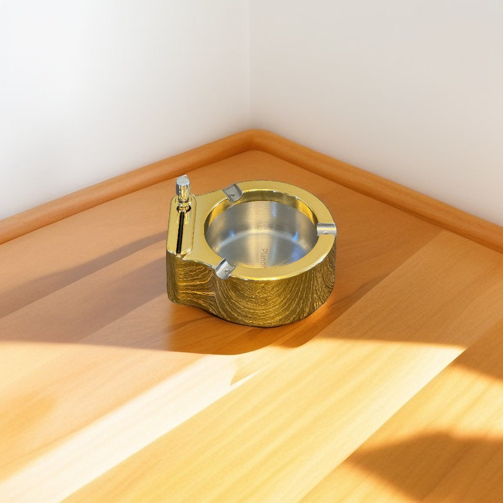 Gold 2-in-1 Ashtray & Lighter