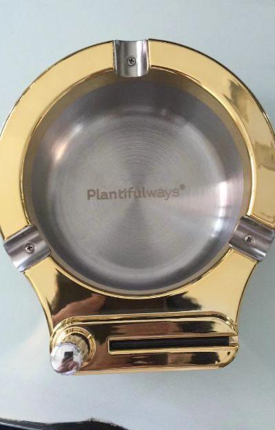 Gold 2-in-1 Ashtray & Lighter
